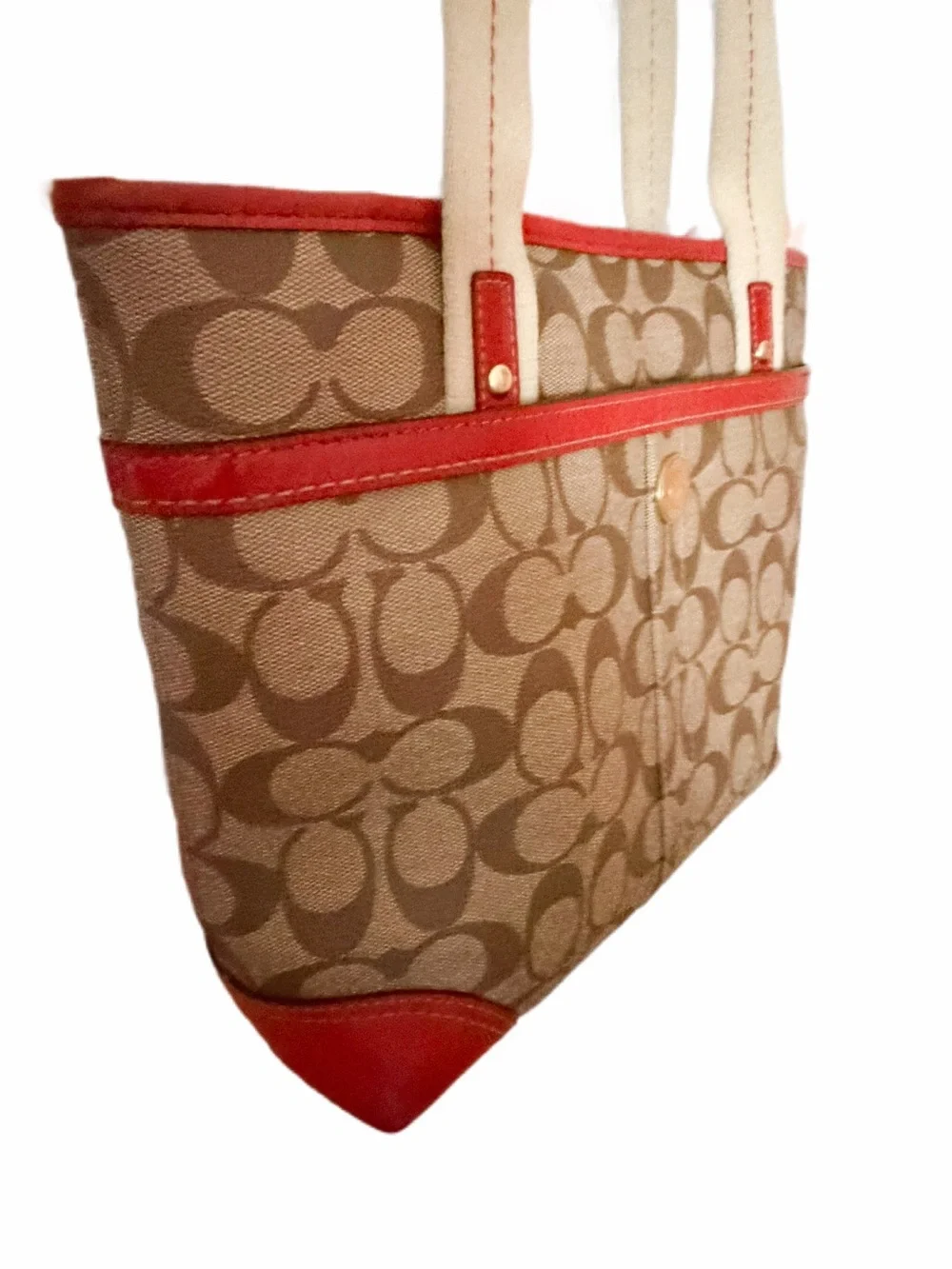 Coach Heritage Stripe Signature Tote- brown C canvas great condition ❤️